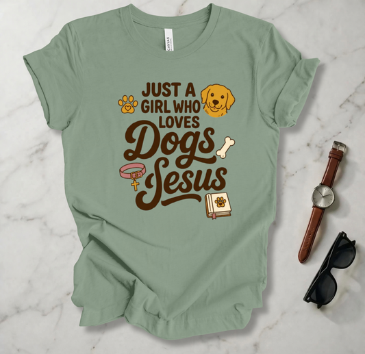 A Girl Who Loves Dogs And Jesus T Shirt