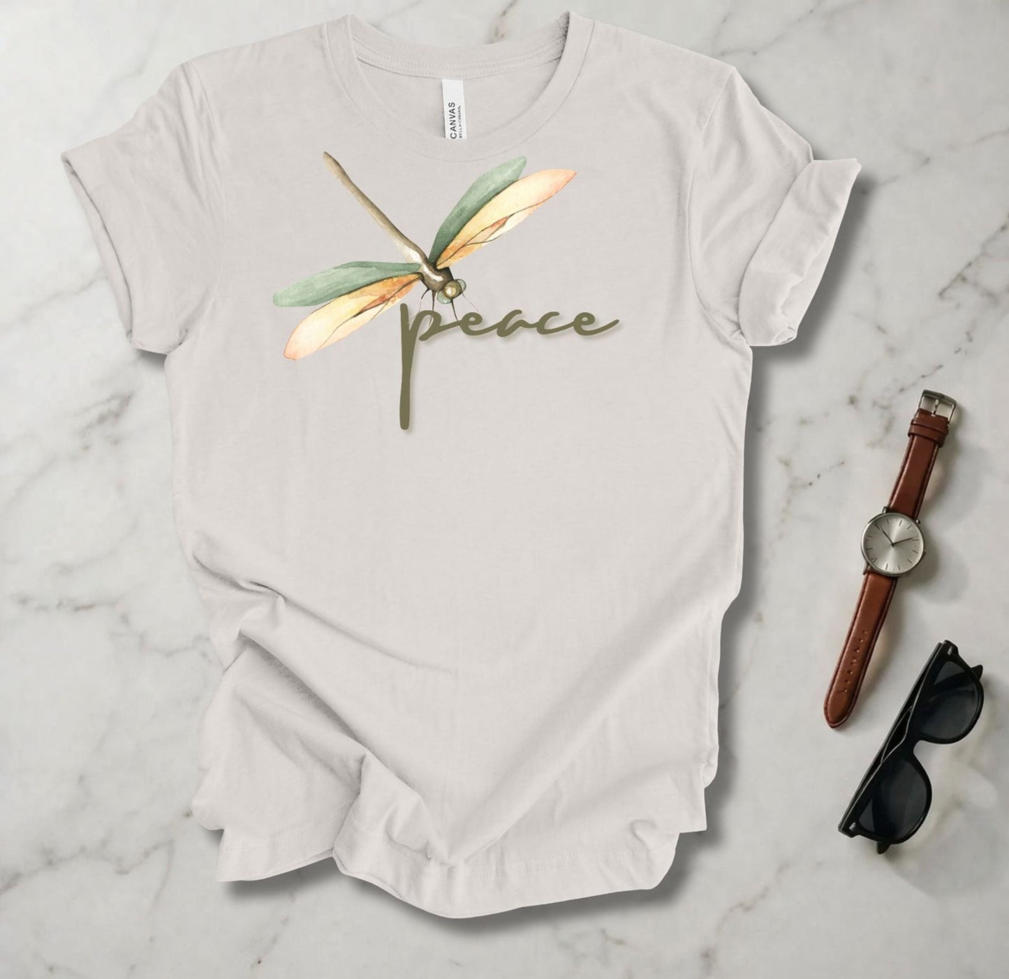 Green/Brown Dragonfly (Peace) T Shirt