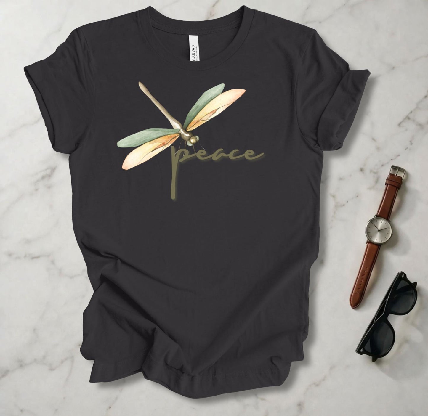 Green/Brown Dragonfly (Peace) T Shirt