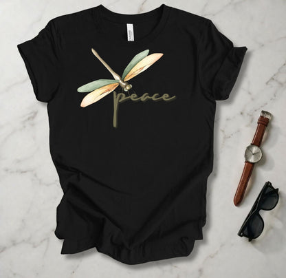 Green/Brown Dragonfly (Peace) T Shirt