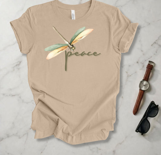 Green/Brown Dragonfly (Peace) T Shirt