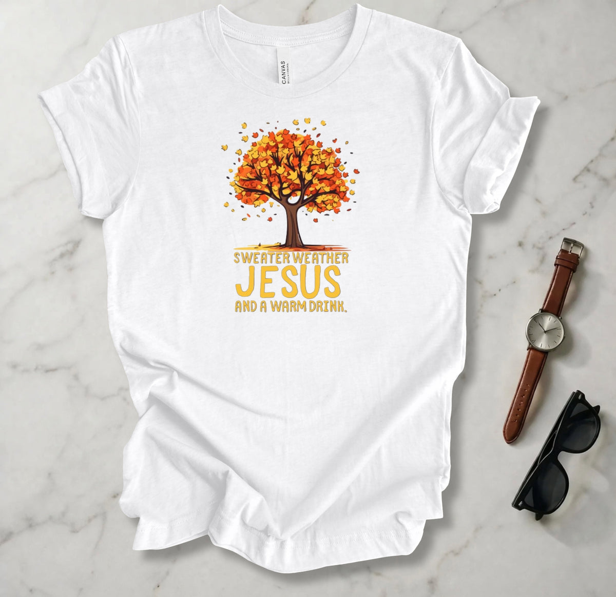 Sweater Weather Jesus And A Warm Drink T Shirt
