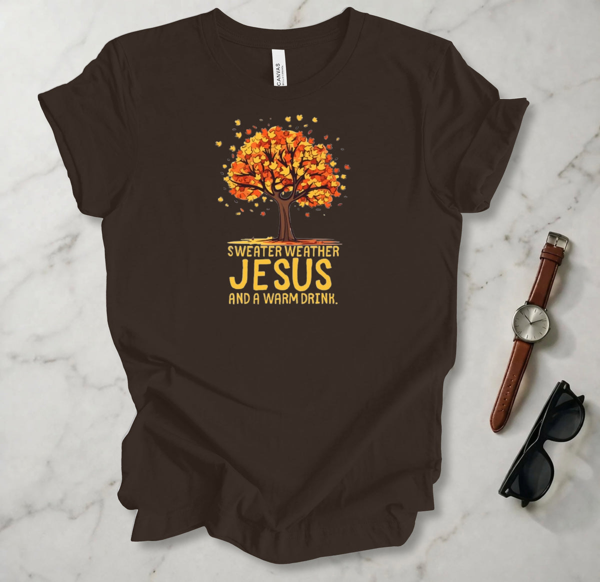 Sweater Weather Jesus And A Warm Drink T Shirt