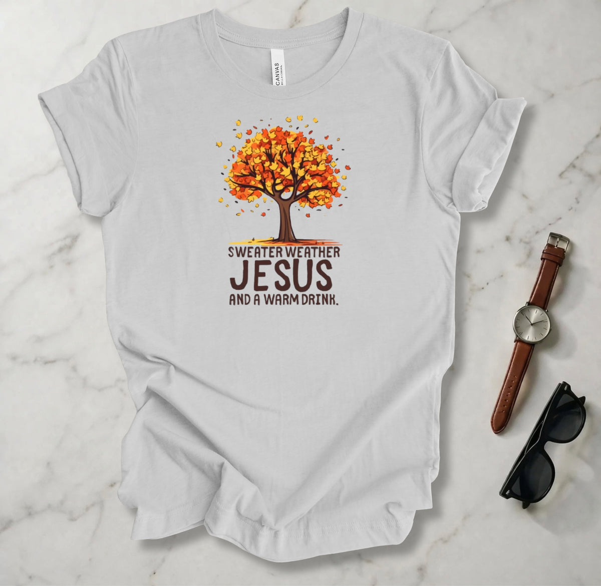 Sweater Weather Jesus And A Warm Drink T Shirt