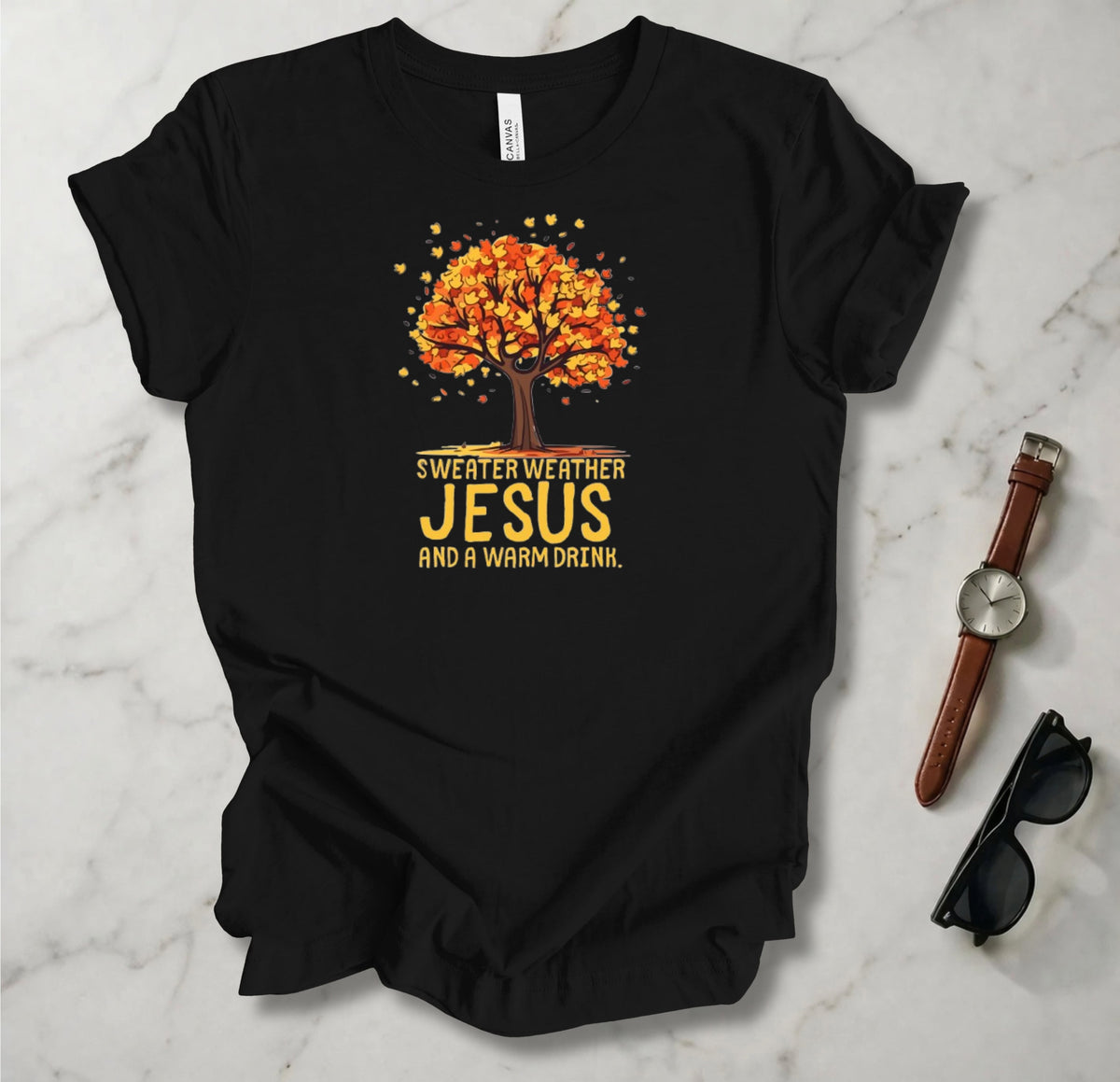 Sweater Weather Jesus And A Warm Drink T Shirt