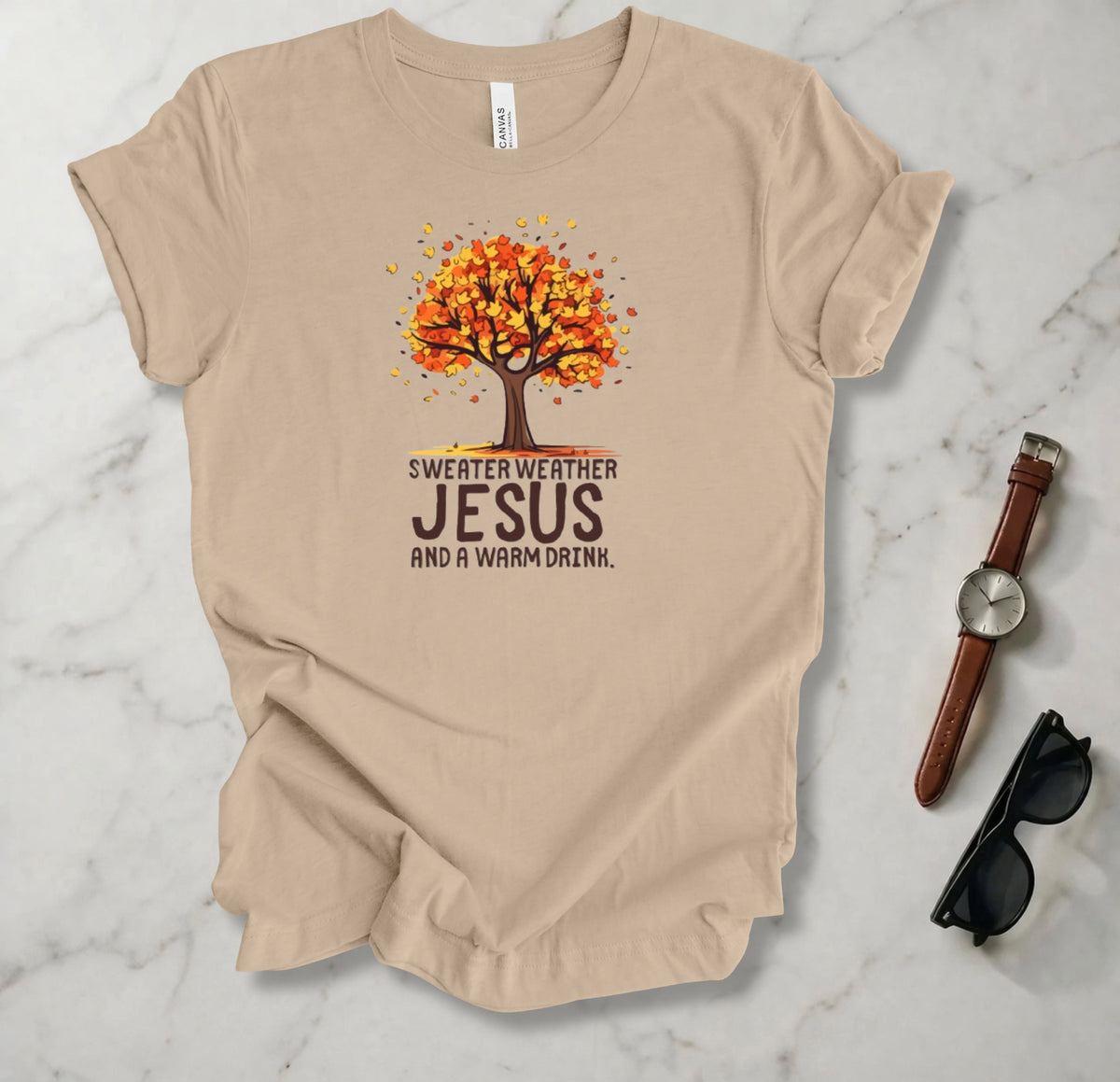 Sweater Weather Jesus And A Warm Drink T Shirt