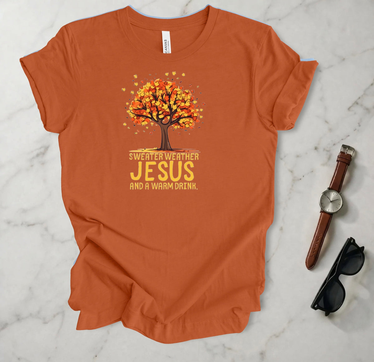 Sweater Weather Jesus And A Warm Drink T Shirt