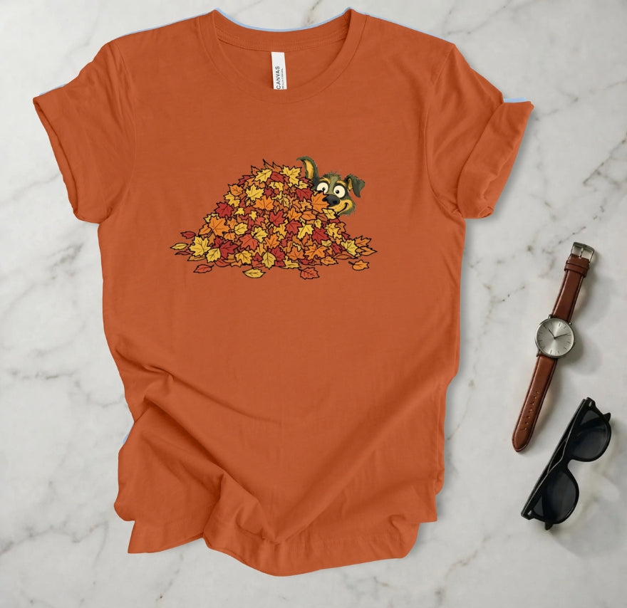 Rover In The Leaf Pile T Shirt