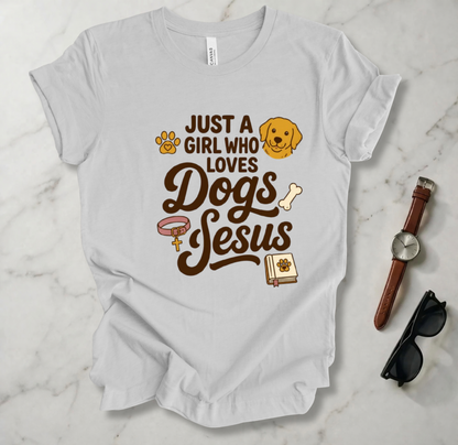 A Girl Who Loves Dogs And Jesus T Shirt