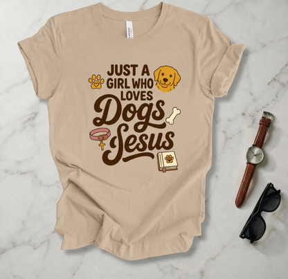 A Girl Who Loves Dogs And Jesus T Shirt