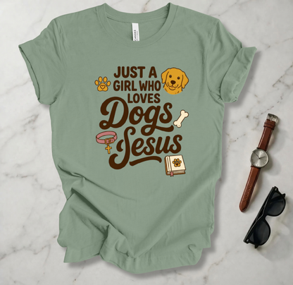 A Girl Who Loves Dogs And Jesus T Shirt