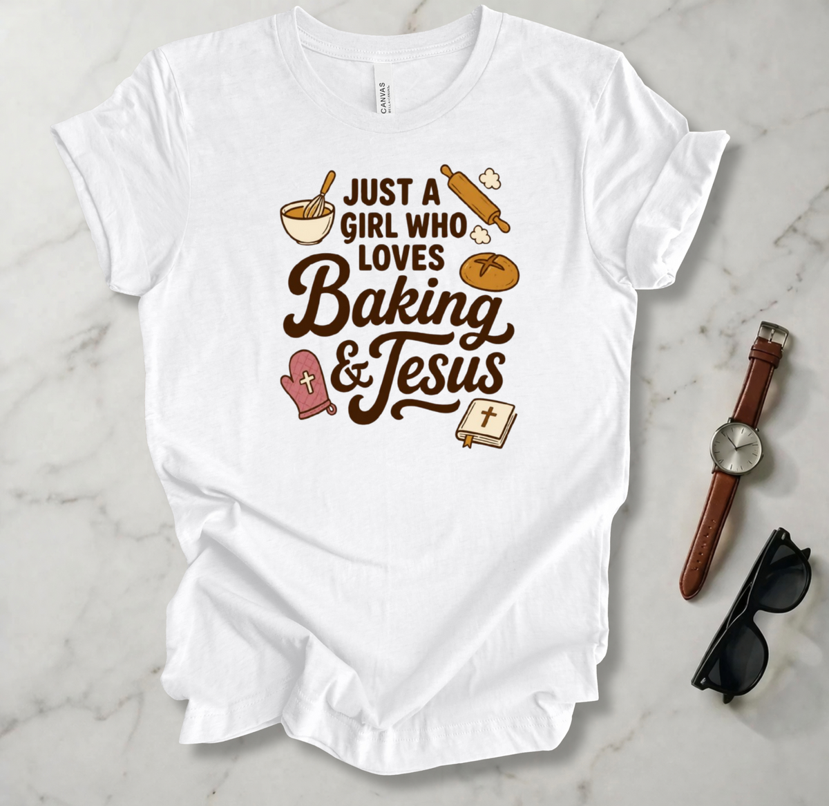 A Girl Who Loves Baking And Jesus T Shirt