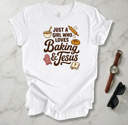 A Girl Who Loves Baking And Jesus T Shirt