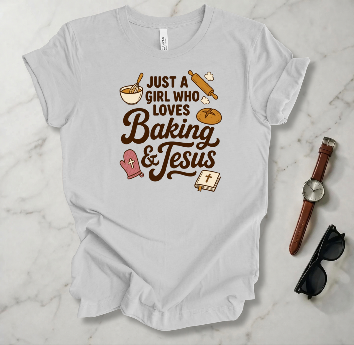 A Girl Who Loves Baking And Jesus T Shirt