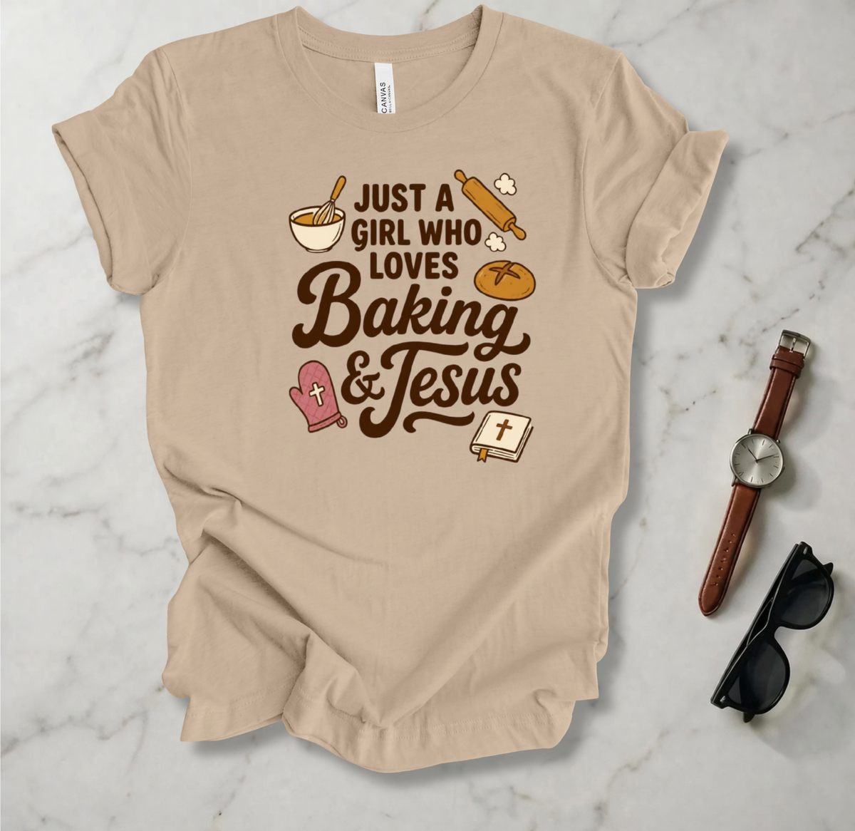 A Girl Who Loves Baking And Jesus T Shirt