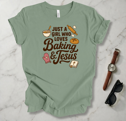 A Girl Who Loves Baking And Jesus T Shirt
